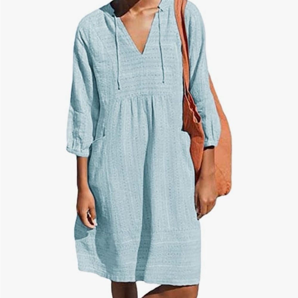 Women's Light Blue Swim Cover-Up Dress